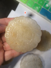 Load image into Gallery viewer, 52.7-53mm 100% natural beige/yellow/orange Quartzite (jinsi jade, 金丝玉) Golden Silk Jade mooncake desk decor/worry stone/paperweight CB26
