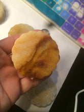 Load image into Gallery viewer, 52.7-53mm 100% natural beige/yellow/orange Quartzite (jinsi jade, 金丝玉) Golden Silk Jade mooncake desk decor/worry stone/paperweight CB26
