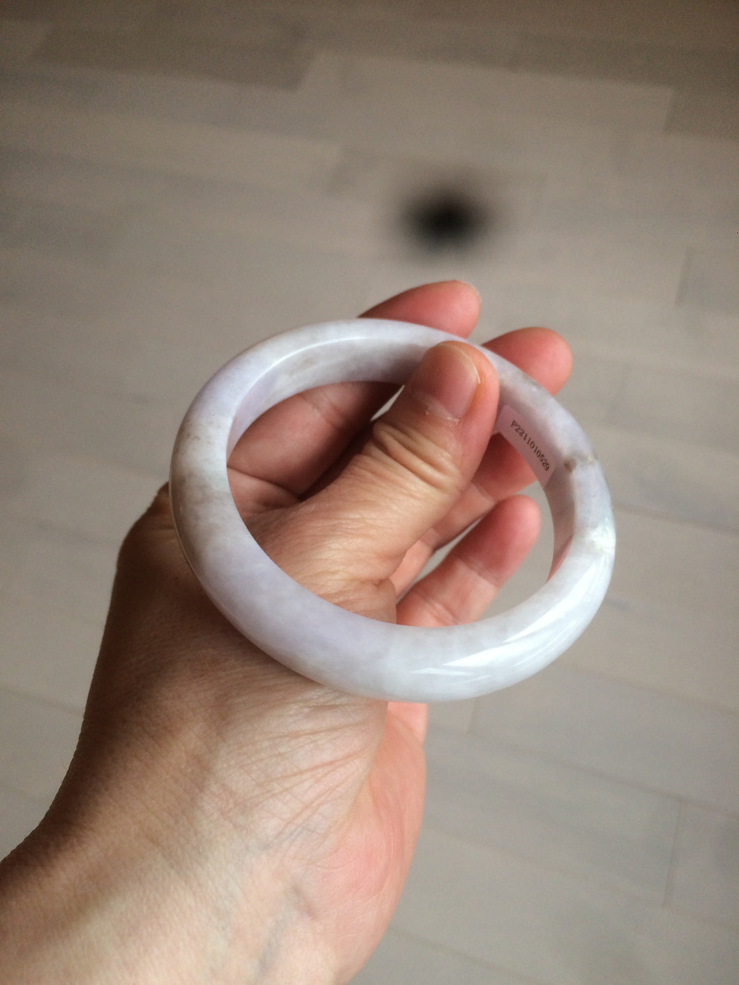 56.5mm Certified type A 100% Natural light green/light purple/white Jadeite bangle J108-0529