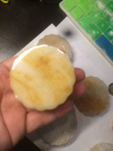 Load image into Gallery viewer, 52.7-53mm 100% natural beige/yellow/orange Quartzite (jinsi jade, 金丝玉) Golden Silk Jade mooncake desk decor/worry stone/paperweight CB26
