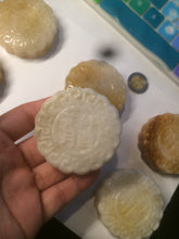 Load image into Gallery viewer, 52.7-53mm 100% natural beige/yellow/orange Quartzite (jinsi jade, 金丝玉) Golden Silk Jade mooncake desk decor/worry stone/paperweight CB26
