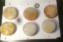 Load image into Gallery viewer, 52.7-53mm 100% natural beige/yellow/orange Quartzite (jinsi jade, 金丝玉) Golden Silk Jade mooncake desk decor/worry stone/paperweight CB26
