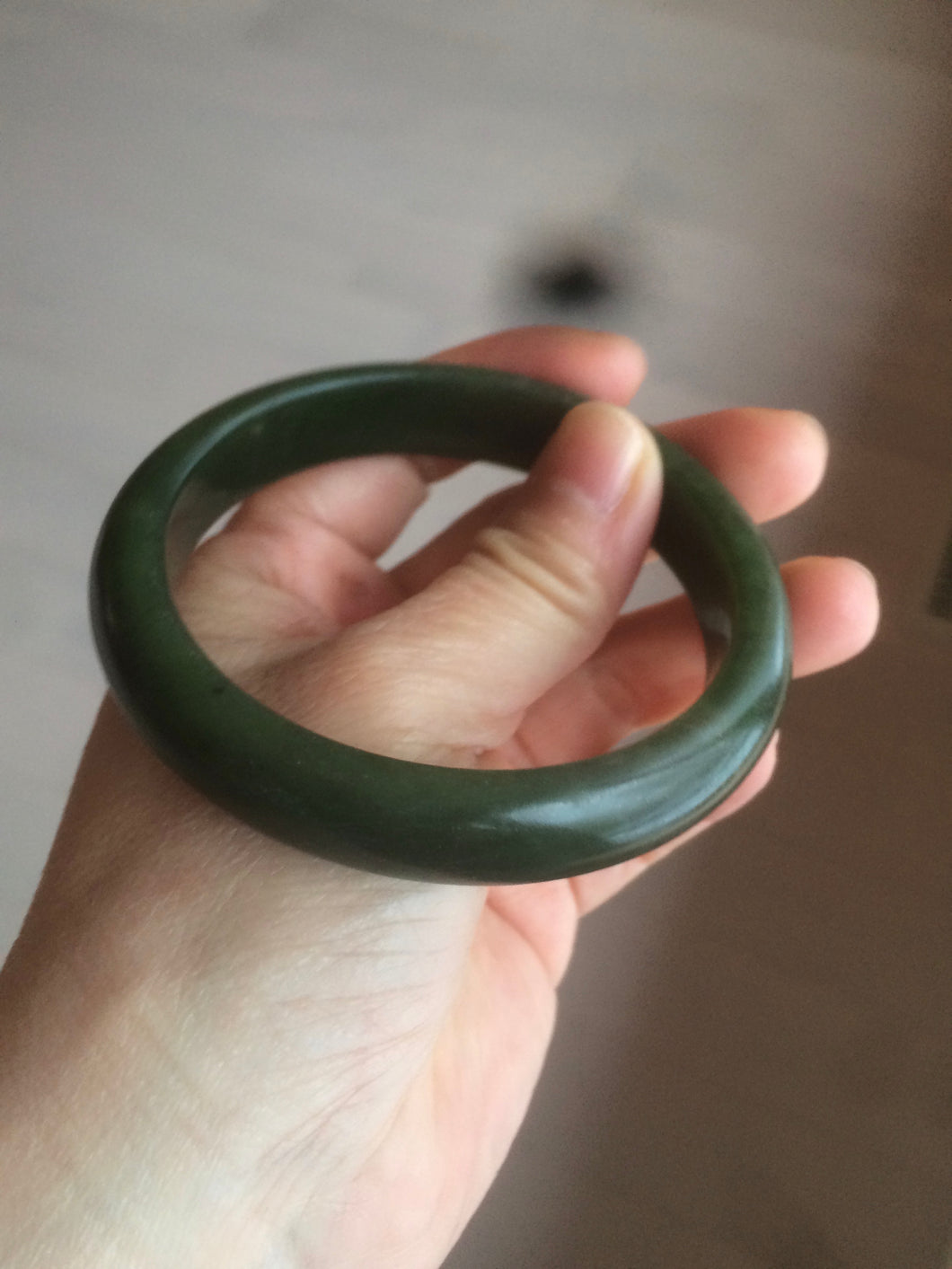 59mm 100% Natural dark green/black nephrite Jade(碧玉)  bangle HF16