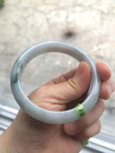 Load image into Gallery viewer, 57mm certificated Type A 100% Natural light green Jadeite Jade bangle L88-1110
