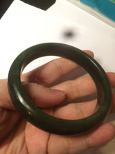Load image into Gallery viewer, 59mm 100% Natural dark green/black nephrite Jade(碧玉)  bangle HF16
