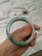 Load image into Gallery viewer, 57mm certified Type A 100% Natural watery sunny green/white Jadeite Jade bangle Q37-0107
