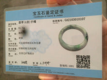 Load image into Gallery viewer, 57mm certified Type A 100% Natural watery sunny green/white Jadeite Jade bangle Q37-0107
