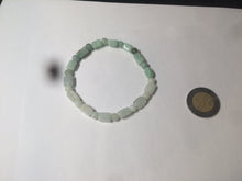 Load image into Gallery viewer, 100% natural type A icy green/purple jadeite jade beads bracelet AQ83
