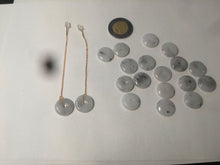 Load image into Gallery viewer, 100% Natural icy watery white/black (冰乌鸡) safety guardian donut dangling jadeite Jade earring D81
