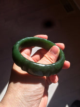 Load image into Gallery viewer, 58mm 100% Natural dark green/gray/black Carving Bamboo nephrite Jade bangle HT54
