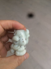 Load image into Gallery viewer, 100% Natural white beige with black/brown flying dandelions Osmanthus fragrant nephrite Jade fortune piggy desk decor/worry stone HF35-3
