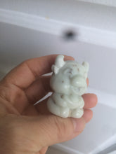 Load image into Gallery viewer, 100% Natural white beige with black/brown flying dandelions Osmanthus fragrant nephrite Jade fortune piggy desk decor/worry stone HF35-3
