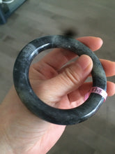 Load image into Gallery viewer, 53.4mm Certified 100% Natural black/gray sesame paste 芝麻糊 青花round cut nephrite Jade bangle HE102-5546
