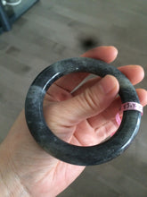 Load image into Gallery viewer, 53.4mm Certified 100% Natural black/gray sesame paste 芝麻糊 青花round cut nephrite Jade bangle HE102-5546
