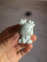 Load image into Gallery viewer, 100% Natural white beige with black/brown flying dandelions Osmanthus fragrant nephrite Jade dear desk decor/worry stone HF35-5
