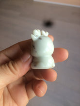 Load image into Gallery viewer, 100% Natural white beige with black/brown flying dandelions Osmanthus fragrant nephrite Jade dear desk decor/worry stone HF35-5
