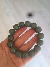 Load image into Gallery viewer, 100% Natural 13.8x13mm green/yellow/brown/blue vintage style nephrite Jade bead man bracelet HF22
