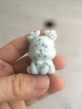 Load image into Gallery viewer, 100% Natural white beige with black/brown flying dandelions Osmanthus fragrant nephrite Jade dear desk decor/worry stone HF35-5
