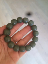 Load image into Gallery viewer, 100% Natural 13.8x13mm green/yellow/brown/blue vintage style nephrite Jade bead man bracelet HF22
