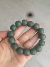 Load image into Gallery viewer, 100% Natural 13.8x13mm green/yellow/brown/blue vintage style nephrite Jade bead man bracelet HF22
