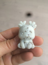 Load image into Gallery viewer, 100% Natural white beige with black/brown flying dandelions Osmanthus fragrant nephrite Jade dear desk decor/worry stone HF35-5
