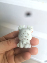 Load image into Gallery viewer, 100% Natural white beige with black/brown flying dandelions Osmanthus fragrant nephrite Jade dear desk decor/worry stone HF35-5
