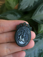Load image into Gallery viewer, 100% Natural dark green/black Jade blessed fortune pendant HT7 Add on item! not sale individually
