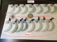 Load image into Gallery viewer, Type A 100% Natural light green jadeite Jade moon and star Pendant necklace AJ51
