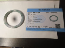 Load image into Gallery viewer, 56.7mm Certified type A 100% Natural light green purple with floating flowers slim round cut jadeite jade bangle AC51-7554
