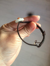 Load image into Gallery viewer, 15-16mm 100% natural type A icy green/white flower jadeite jade thread woven bracelets AT79
