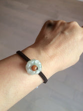 Load image into Gallery viewer, 15-16mm 100% natural type A icy green/white flower jadeite jade thread woven bracelets AT79

