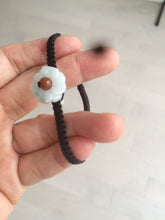 Load image into Gallery viewer, 15-16mm 100% natural type A icy green/white flower jadeite jade thread woven bracelets AT79
