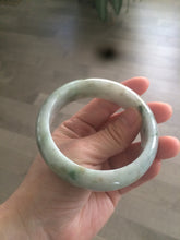 Load image into Gallery viewer, 59.2mm Type A 100% Natural light green brown chubby jadeite jade bangle G55
