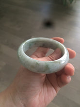 Load image into Gallery viewer, 59.2mm Type A 100% Natural light green brown chubby jadeite jade bangle G55
