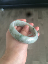 Load image into Gallery viewer, 59.2mm Type A 100% Natural light green brown chubby jadeite jade bangle G55
