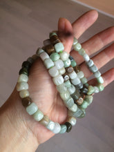 Load image into Gallery viewer, 100% natural green/white/brown/black type A jadeite jade natural shape bead bracelet AT77
