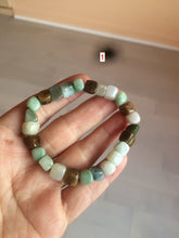 Load image into Gallery viewer, 100% natural green/white/brown/black type A jadeite jade natural shape bead bracelet AT77
