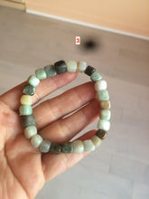 Load image into Gallery viewer, 100% natural green/white/brown/black type A jadeite jade natural shape bead bracelet AT77
