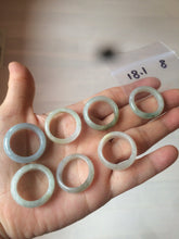 Load image into Gallery viewer, 18.1mm/size 8 100% natural type A icy watery green/white/yellow jadeite jade band ring G105-8

