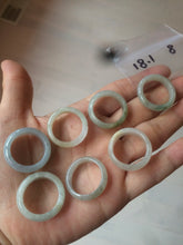 Load image into Gallery viewer, 18.1mm/size 8 100% natural type A icy watery green/white/yellow jadeite jade band ring G105-8
