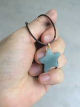 Load image into Gallery viewer, Type A 100% Natural light green/blue/gray jadeite Jade star Pendant necklace AE55
