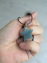 Load image into Gallery viewer, Type A 100% Natural light green/blue/gray jadeite Jade star Pendant necklace AE55
