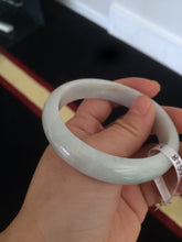 Load image into Gallery viewer, 56.7mm Certified Type A 100% Natural light green Jadeite Jade bangle N7-6528

