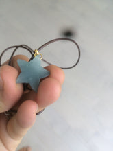 Load image into Gallery viewer, Type A 100% Natural light green/blue/gray jadeite Jade star Pendant necklace AE55
