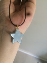 Load image into Gallery viewer, Type A 100% Natural light green/blue/gray jadeite Jade star Pendant necklace AE55
