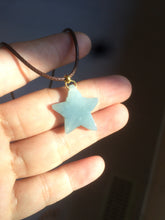 Load image into Gallery viewer, Type A 100% Natural light green/blue/gray jadeite Jade star Pendant necklace AE55
