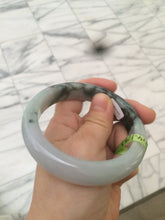 Load image into Gallery viewer, 58.5mm certificated Type A 100% Natural green/white Jadeite Jade bangle L86-1287
