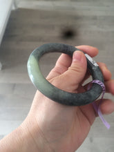 Load image into Gallery viewer, Sale! 100% Natural Certified 56 mm black/white (籽料青花) seed material round cut nephrite Jade bangle HHE105-5500
