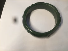 Load image into Gallery viewer, 58mm 100% Natural dark green/gray/black Carving Bamboo nephrite Jade bangle HT54
