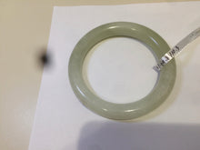 Load image into Gallery viewer, Certified 55.5mm 100% Natural light fresh green/white with flying snow round cut nephrite Jade bangle HT23-0194
